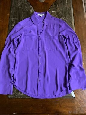 Express woman’s  Vibrant Purple Long-Sleeve Button Down Shirt